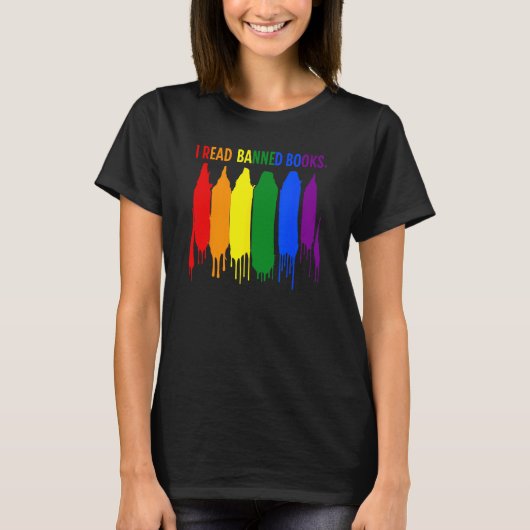 I Read Banned Books Week Rainbow LGBT Book  Teache T-shirt (Voorkant)