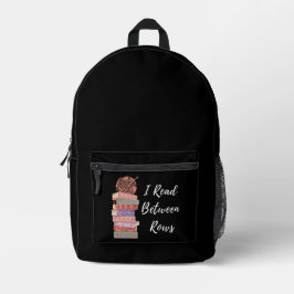 I Read Between Rows Crochet Knitting Book Lover Bedrukte Rugzak