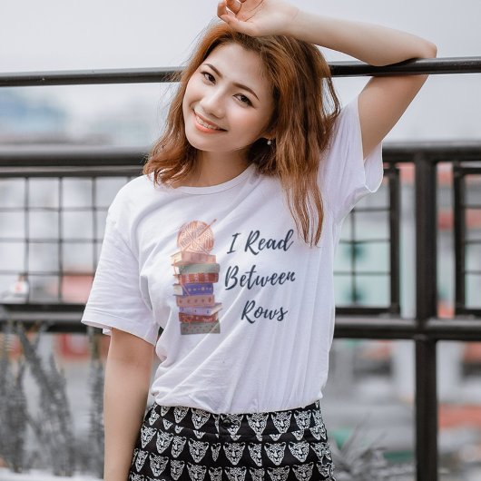 I Read Between Rows Crochet Knitting Book Lover Tri-Blend Shirt