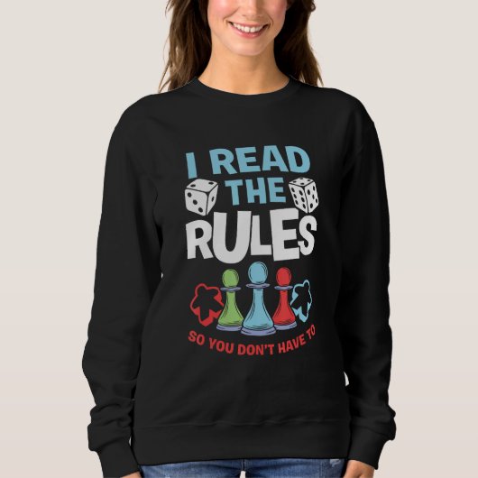 I Read The Rules Board Dice Chess Board Gaming Boa Trui (Voorkant)