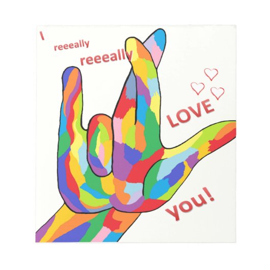 I REALLY LOVE YOU IN ASL NOTITIEBLOK (Voorkant)