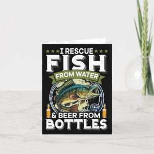 I redt vis uit water en bier uit flessen kaart