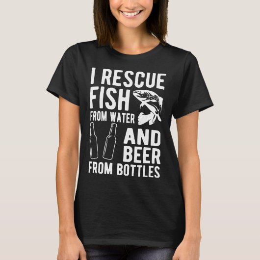 I redt vis uit water en bier uit flessen t-shirt (Voorkant)