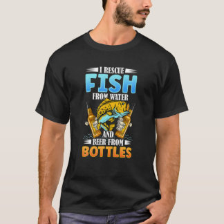 I redt vis uit water en bier van flesvissen t-shirt