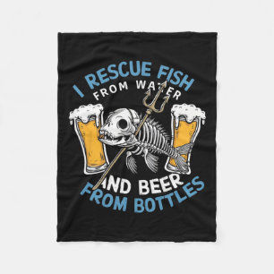 I redt vis uit water en Drink bier uit flessen Fleece Deken