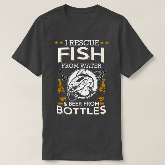 I redt vis uit waterbier uit flessen t-shirt (Design voorkant)