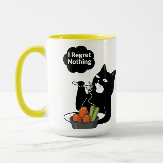 I Regret Nothing” Cat Eating Tea mug Mok (Links)