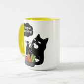 I Regret Nothing” Cat Eating Tea mug Mok (Voorkant links)