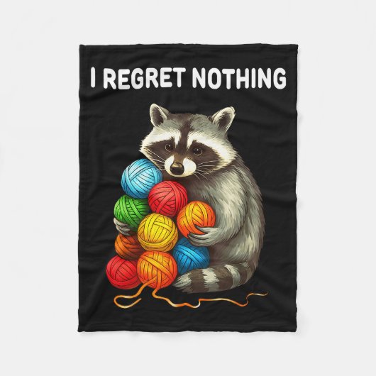 I Regret Nothing Funny Raccoon Yarn Lover  Fleece Deken (Voorkant)