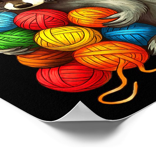 I Regret Nothing Funny Raccoon Yarn Lover  Poster (Hoek)