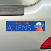 I REKE FOR ALIENS Cute UFO Spaceship Bumpersticker (Op auto)
