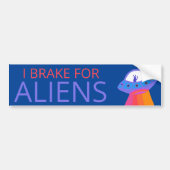 I REKE FOR ALIENS Cute UFO Spaceship Bumpersticker (Voorkant)