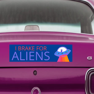 I REKE FOR ALIENS Cute UFO Spaceship Bumpersticker