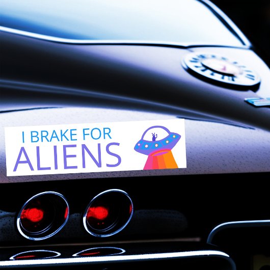 I REKE FOR ALIENS Cute UFO Spaceship Bumpersticker
