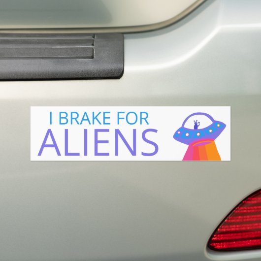 I REKE FOR ALIENS Cute UFO Spaceship Bumpersticker (Op auto)