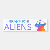 I REKE FOR ALIENS Cute UFO Spaceship Bumpersticker (Voorkant)