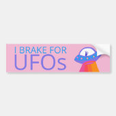I REKE FOR UFOS Cute Alien Spaceship Bumpersticker (Voorkant)