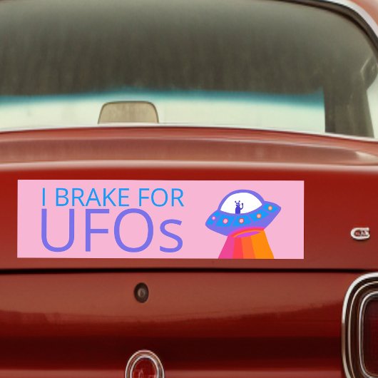 I REKE FOR UFOS Cute Alien Spaceship Bumpersticker