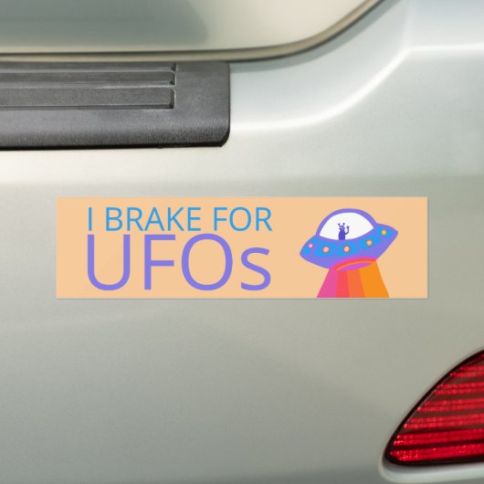 I REKE FOR UFOS Cute Alien Spaceship Bumpersticker (Op auto)