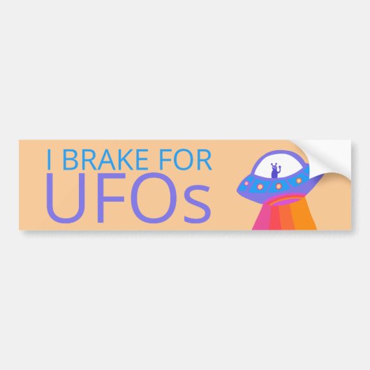 I REKE FOR UFOS Cute Alien Spaceship Bumpersticker (Voorkant)