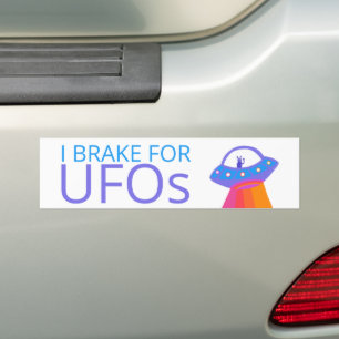 I REKE FOR UFOS Cute Alien Spaceship Bumpersticker