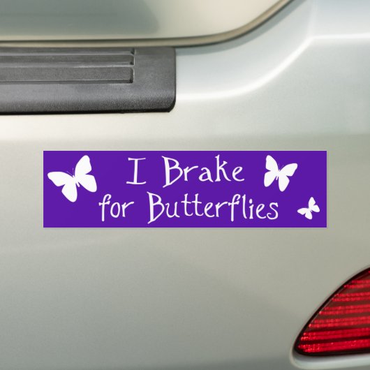 I Rem voor botervliegen, paarse bumpersticker (Op auto)