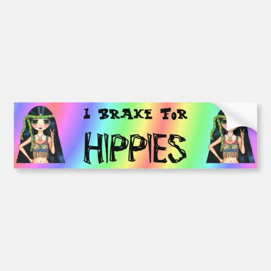 I Rem voor Hippies Twin Hippie Chicks Peace Sign Bumpersticker (Voorkant)