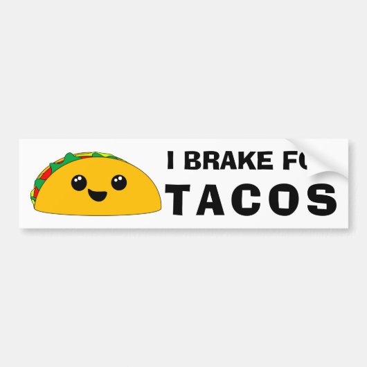 I remmen voor Tacos Cute Kawaii Bumpersticker (Voorkant)