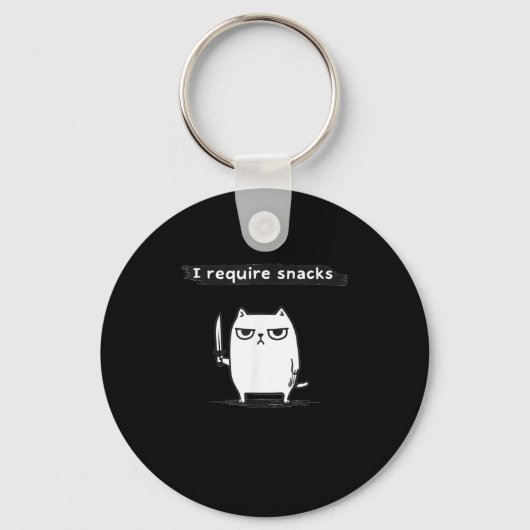 I Require Snacks Angry Cat Funny Meme  Sleutelhanger (Voorkant)