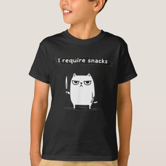 I Require Snacks Angry Cat Funny Meme T-shirt (Voorkant)