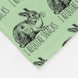 I Require Snacks Cute Bunny Rabbit Fleece Deken
