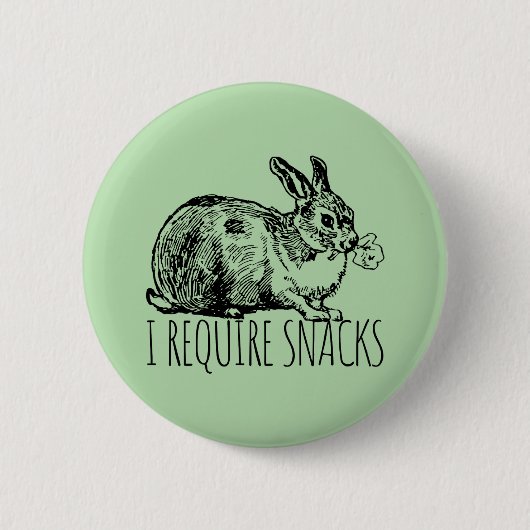 I Require Snacks Cute Bunny Rabbit Ronde Button 5,7 Cm (Voorkant)