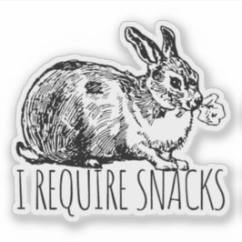 I Require Snacks Cute Bunny Rabbit Sticker