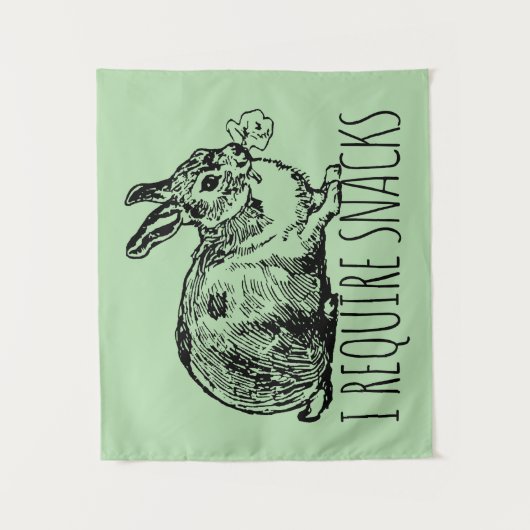 I Require Snacks Cute Bunny Rabbit Wandkleed (Voorkant)