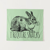 I Require Snacks Cute Bunny Rabbit Wandkleed (Voorkant (horizontaal))