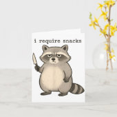 I Require Snacks Funny Mpy Raccoon Trash Meme Snac Kaart (Gele Bloem)
