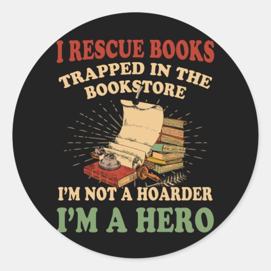 I Rescue Books in de boekwinkel I_M niet A Ronde Sticker (Voorkant)