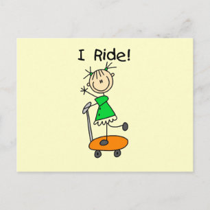 I Ride - Meisje op scooter Briefkaart