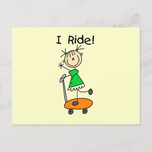 I Ride - Meisje op scooter Briefkaart (Voorkant)