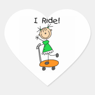 I Ride - Meisje op scooter Hart Sticker