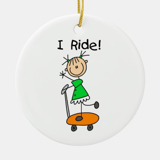 I Ride - Meisje op scooter Keramisch Ornament (Voorkant)