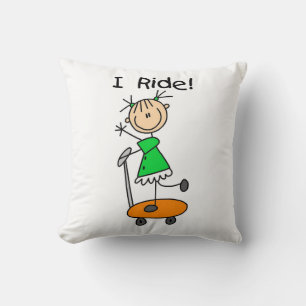 I Ride - Meisje op scooter Kussen