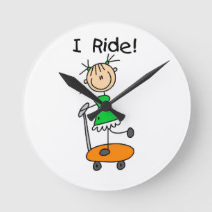 I Ride - Meisje op scooter Ronde Klok