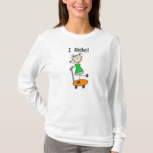 I Ride - Meisje op scooter T-shirt (Voorkant)
