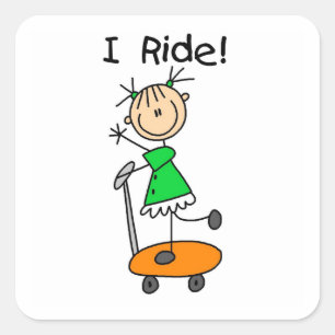 I Ride - Meisje op scooter Vierkante Sticker