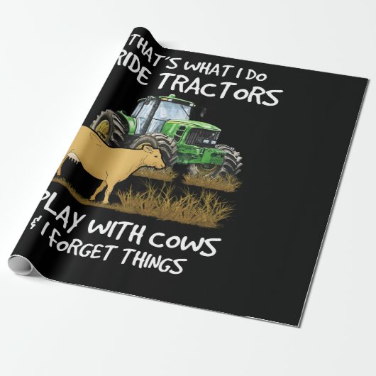 I Ride Tractors I Play With Cows I Forget Things Cadeaupapier (Uitgerold)