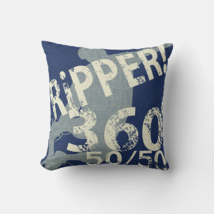 I Ripper Skateboard Pillow Navy Blues Reversible Kussen