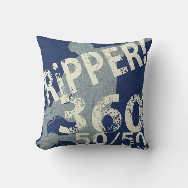 I Ripper Skateboard Pillow Navy Blues Reversible Kussen (Voorkant)