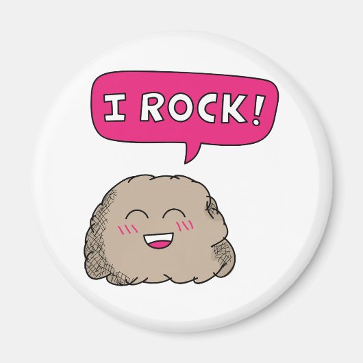 I Rock, Cute Cartoon Rock Humor Magneet (Voorkant)
