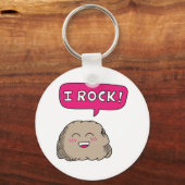 I Rock, Cute Cartoon Rock Humor Sleutelhanger (Voorkant)